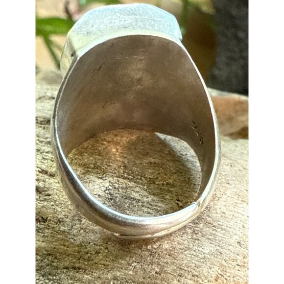 Sterling Silver & Turquoise Ring Size 9 Chunky Thick Design - Picture 5 of 8